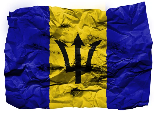 Barbados. Barbadian flag painted on crumpled paper — Stock Photo, Image