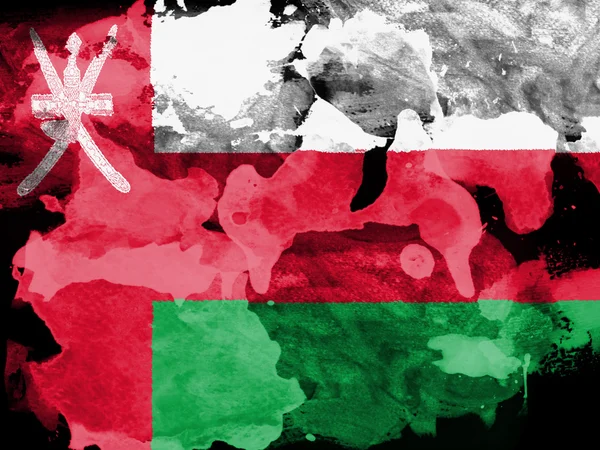 Oman flag painted with watercolor on black paper — Stock Photo, Image