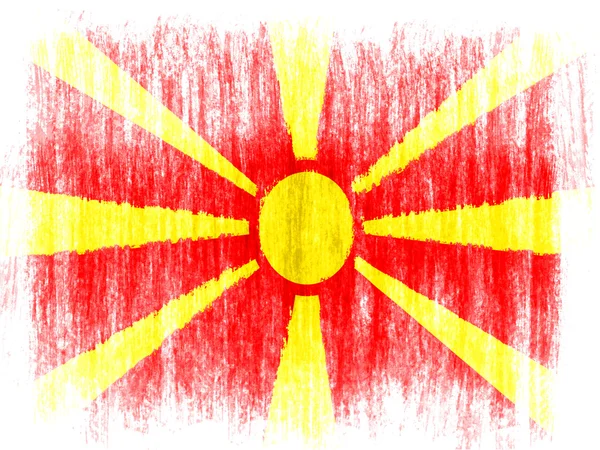 Bandera de Macedonia dibujada sobre fondo blanco con lápices de colores — Foto de Stock