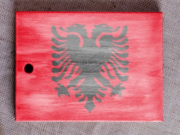 Albania. Albanian flag painted over wooden board — Stock Photo, Image