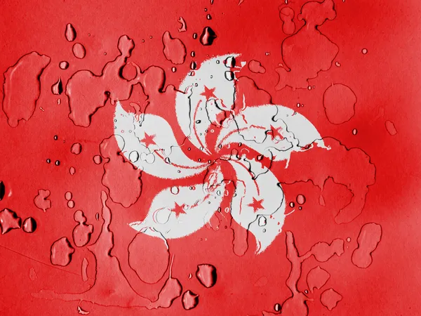 Hong-hong flag covered with water drops — Stock Photo, Image