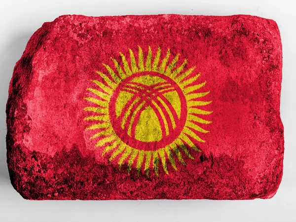 Kyrgyzstan flag painted on brick — Stock Photo, Image