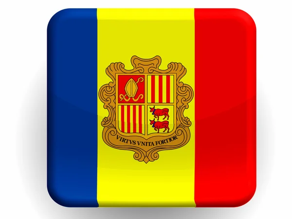 Bandera de Andorra pintada sobre icono brillante —  Fotos de Stock