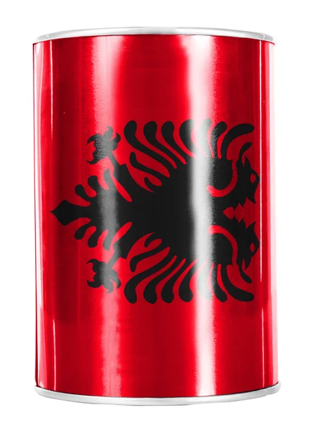 Arnavutluk. parlak teneke kutu boyalı Arnavutluk bayrağı — Stok fotoğraf