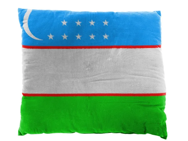 Uzbekistan flag painted on pillow — Stock Photo, Image