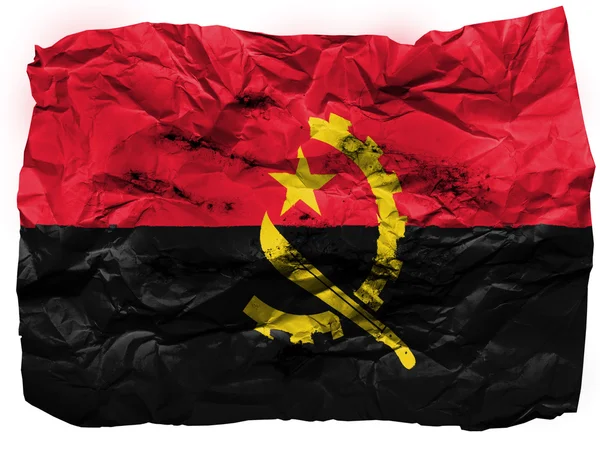 Angola. Bandera angoleña pintada sobre papel arrugado — Foto de Stock