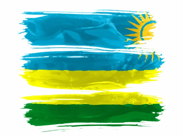 Ruanda flag painted with three strokes of paint in white — Stock Photo, Image