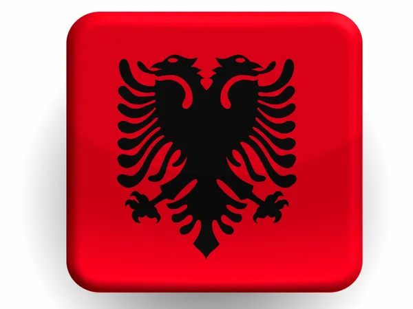 Albania. malowane na błyszczący ikona flagi Albanii — Zdjęcie stockowe