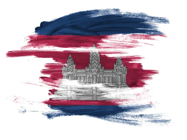 Beyaz yüzeyinde boyalı Kamboçya bayrağı