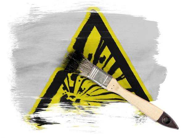 Explosive sign drawn on painted with brush over it — Stock Photo, Image