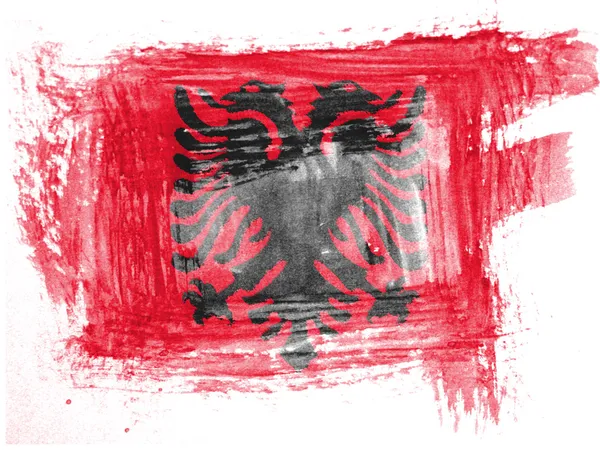 Albania. Albanian flag painted with watercolor on paper — Stock Photo, Image