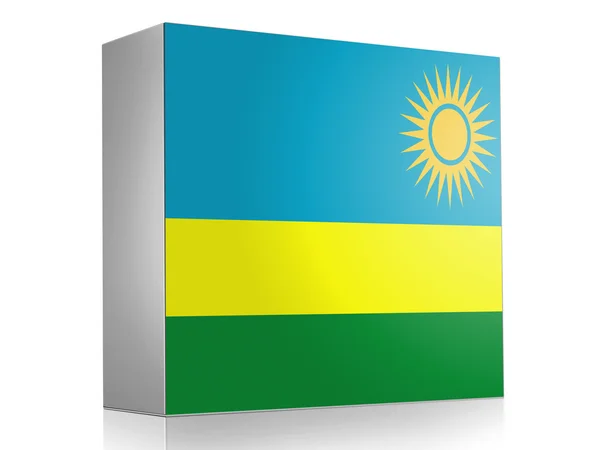 Ruanda bandiera sulla scatola bianca icona — Foto Stock