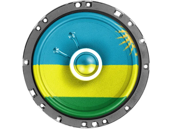 Ruanda vlag geschilderd op geluid luidspreker — Stockfoto