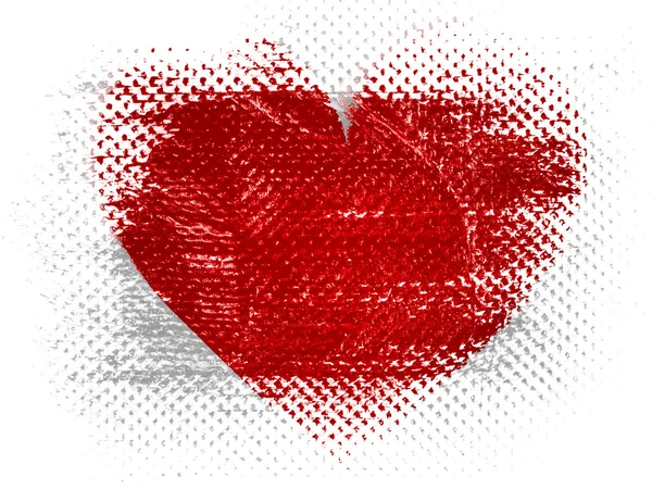 Noktalı yüzey üzerine boyanmış kırmızı kalp simgesi — Stok fotoğraf