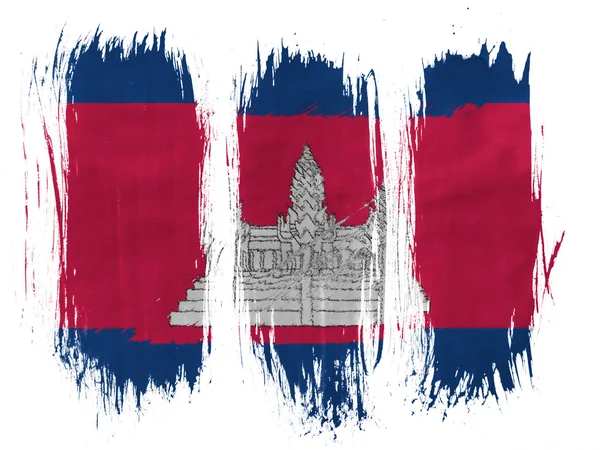 Bandera de Camboya pintada con 3 pinceladas verticales sobre fondo blanco —  Fotos de Stock