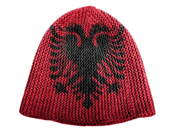 Albania. Bandera albanesa pintada en gorra — Foto de Stock