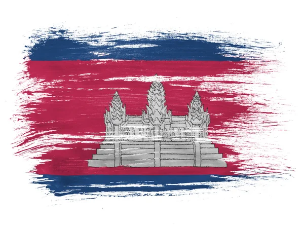 Drapeau du Cambodge sur fond blanc — Photo