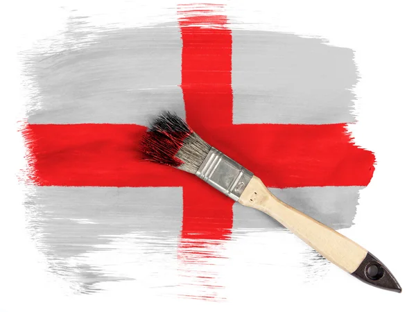 Англия. Английский флаг, раскрашенный кистью над ним — стоковое фото