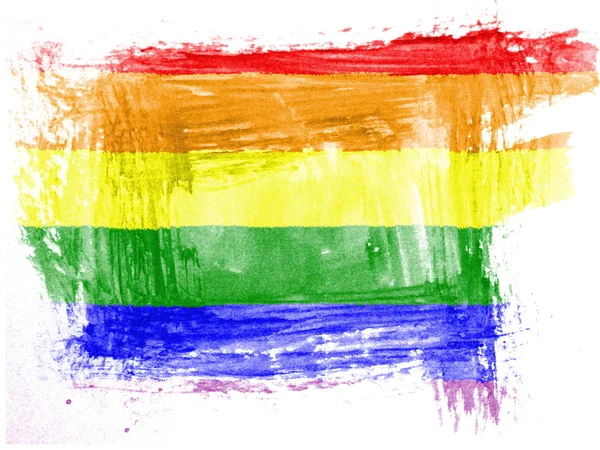 Bandera de orgullo gay pintada con acuarela sobre papel — Foto de Stock