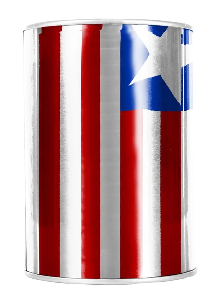 Liberia. Liberian flag painted on shiny tin can — Stock Photo, Image