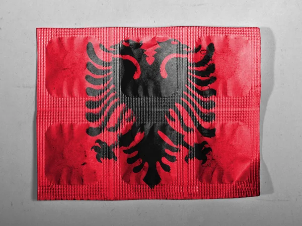 アルバニア。錠剤に描かれたアルバニアの旗 — ストック写真