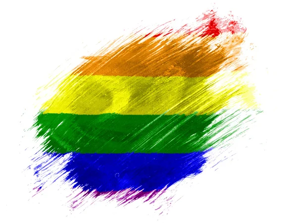 Gay hrdosti vlajku namaloval štětcem na bílém pozadí — Stock fotografie