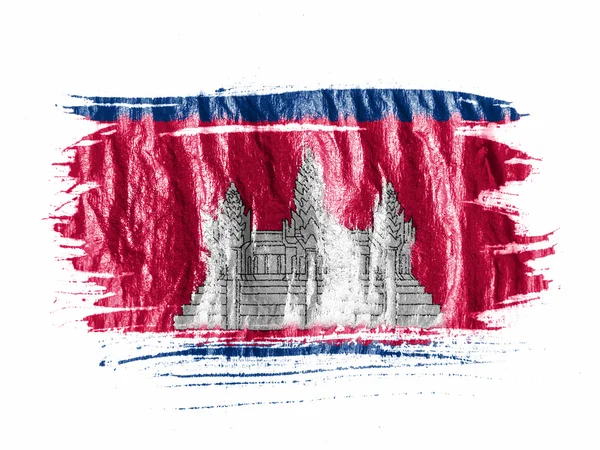 Kambodja flaggan målad med vattenfärg på våta vitt papper — Stockfoto