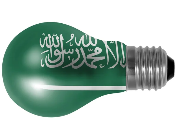 Saudiarabien flaggan målad på glödlampa — Stockfoto