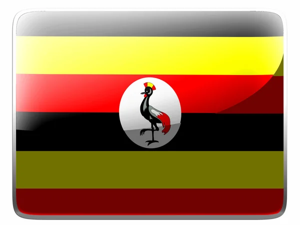 Uganda-Flagge auf quadratischem Interface-Symbol aufgemalt — Stockfoto