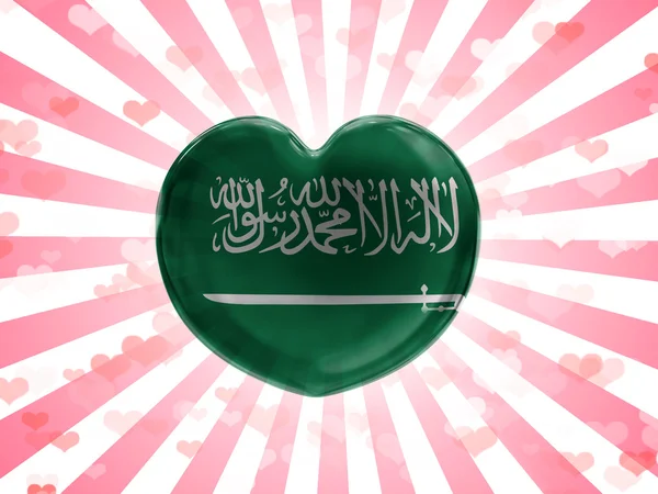 Saudi Arabia flag painted on glass heart on stripped background — Stock Photo, Image