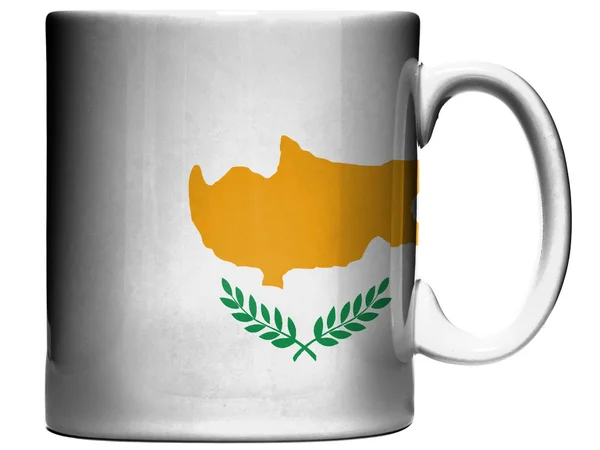 Bandera de Chipre pintada en taza o taza de café — Foto de Stock