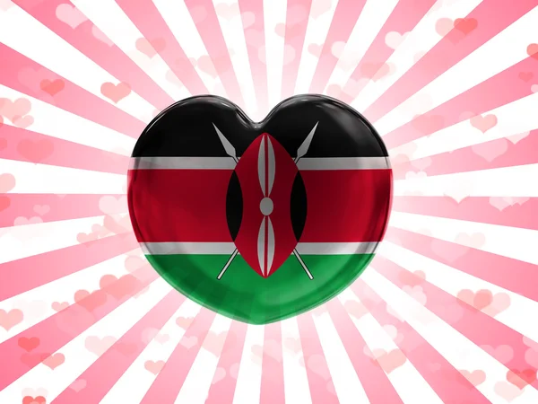 Флаг Кении, нарисованный на стеклянном сердце на раздетом фоне — стоковое фото