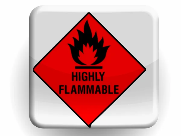 Highly flammable sign drawn on painted on glossy icon — Stock Photo, Image