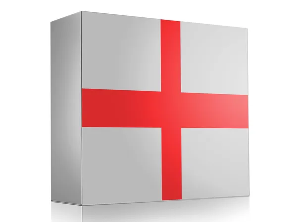 영국입니다. 백색 상자 아이콘에 영어 깃발 — 스톡 사진