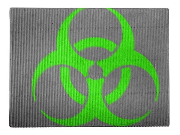 Biohazard sign painted on painted on carton box — Stock Photo, Image