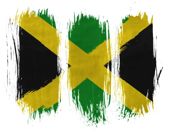 Bandera Jamaica pintada con 3 pinceladas verticales sobre fondo blanco — Foto de Stock