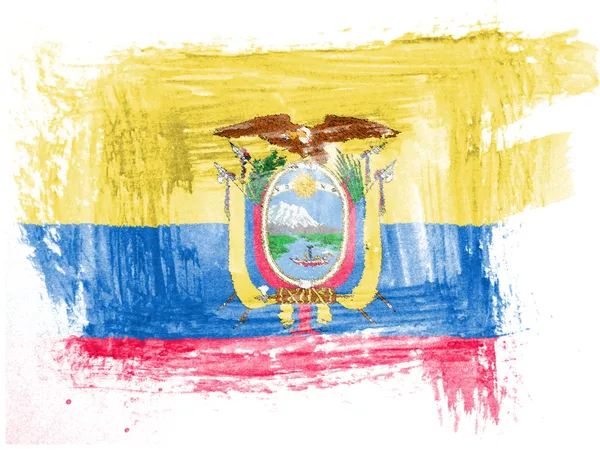 Bandeira do Equador pintada com aquarela sobre papel — Fotografia de Stock