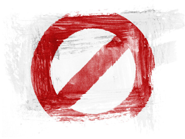 Forbidden sign painted with watercolor on paper