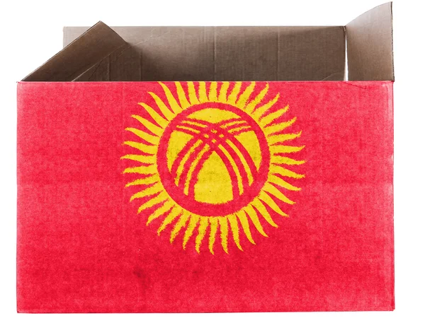 Kyrgyzstan Flagge auf Karton oder Verpackung gemalt — Stockfoto