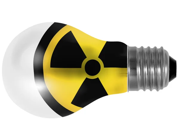 Символ ядерного излучения, окрашенный на лампочке — стоковое фото