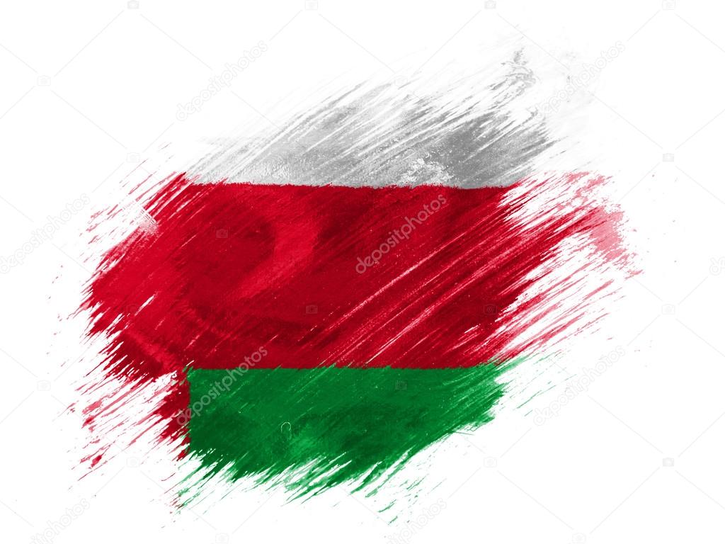 Oman flag painted with brush on white background