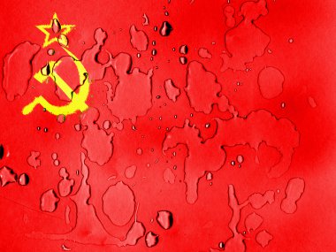 Sovyetler Birliği bayrağı su damlaları ile kaplı boyalı