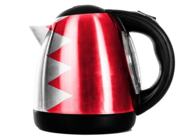 Bahreyn. Bahreyn bayrağı parlak metalik çaydanlığı koyayım boyalı