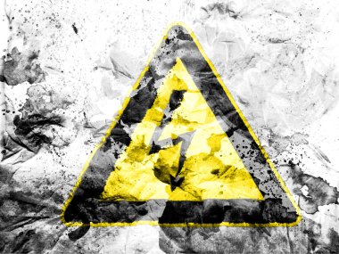 Elektrik çarpması işareti kirli ve pis kağıt boyalı