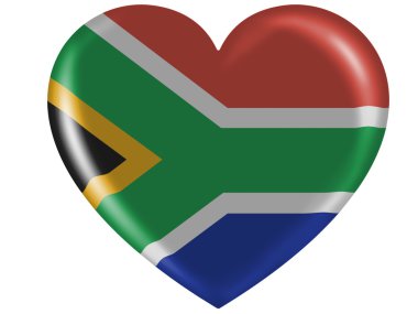 Güney Afrika bayrak parlak kalp simgesi üzerinde boyalı