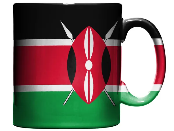 Kenya flag painted on coffee mug or cup — Stock Photo, Image