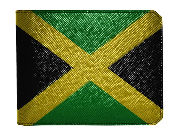 Jamaica flag painted on leather wallet — Stock Photo, Image