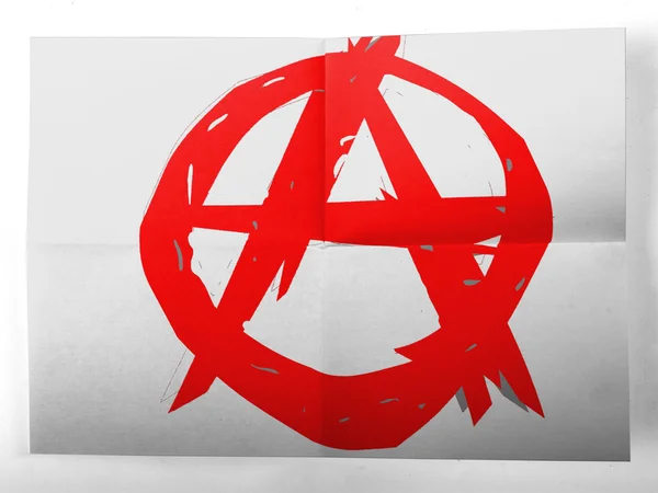 Símbolo de anarquía pintado en hoja de papel simple —  Fotos de Stock
