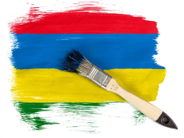 Moritanya bayrak üzerine fırça ile boya — Stok fotoğraf