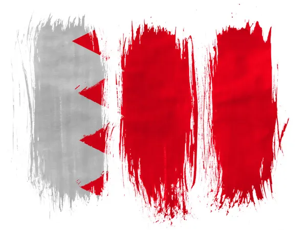 Bahrain. Bahraini flag painted with 3 vertical brush strokes on white background — Stock Photo, Image